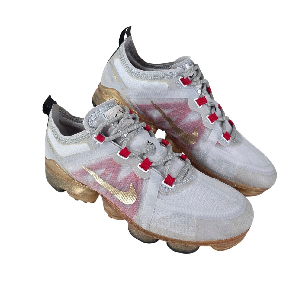 Nike Air VaporMax 2019 Mens 7 Shoes White Gold Red BQ7058 001